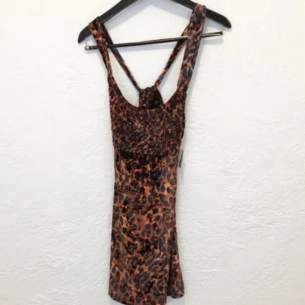 1990s Buffy the Vampire Slayer Crushed Velvet Mini Leopard Practical Magic Dress - Picture 10 of 13